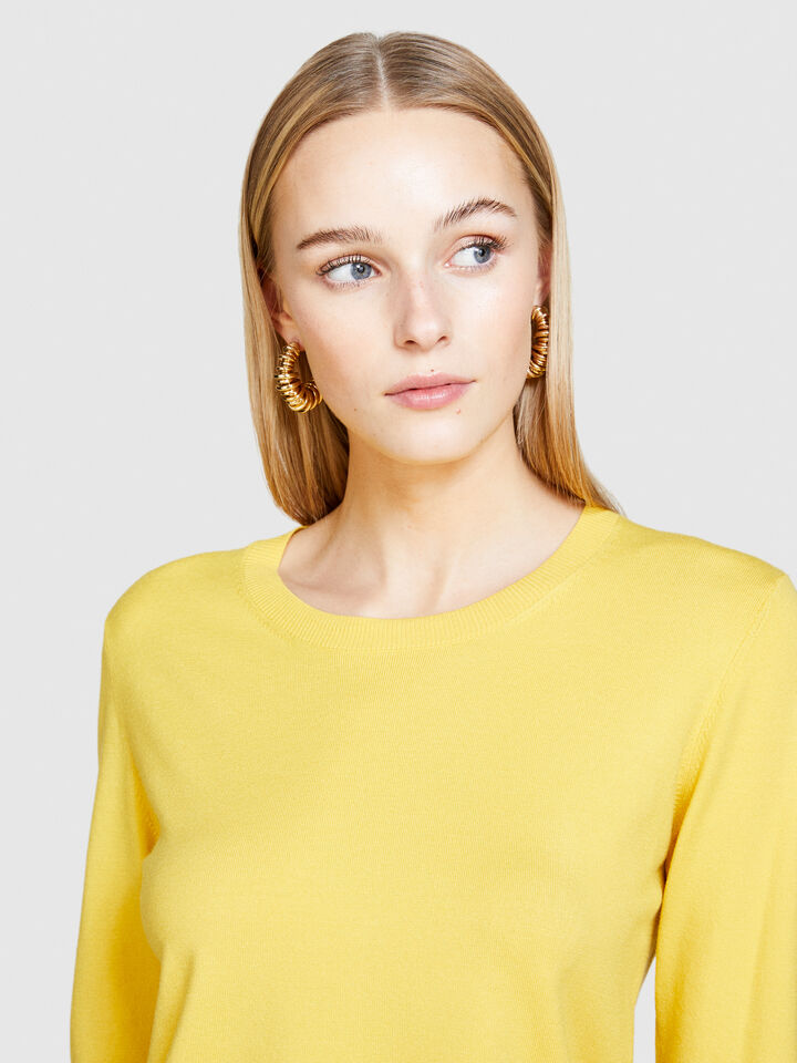 Solid colored sweater - women's crew neck sweaters - Yellow | Sisley image number 5